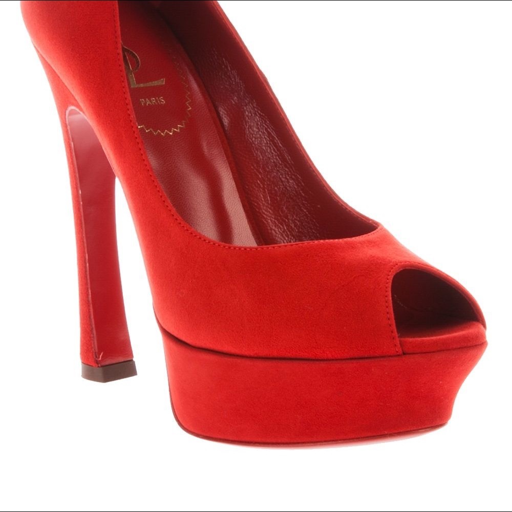 YSL Saint Laurent Palais Peep toe platform red 38.5 8 pumps